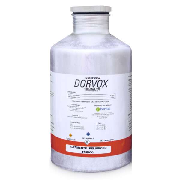 DORVOX – INSECTICIDA FUMIGANTE – FRASCO X 500 TABLETAS (TABLETAS SOLIDAS GENERADORAS DE FOSFINA – FOSFURO DE ALUMINIO AL 57% )